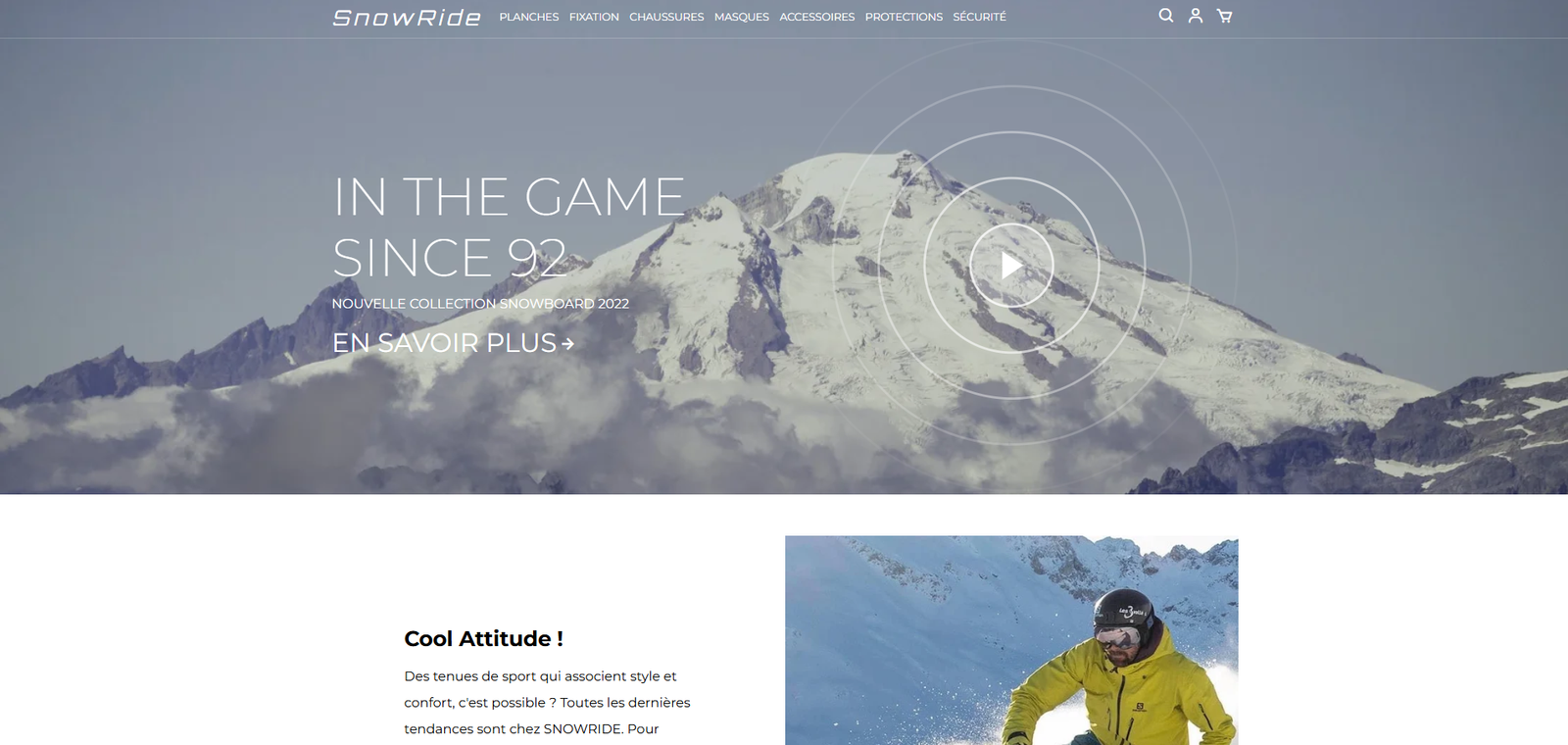Site Web Maquette Snowride
